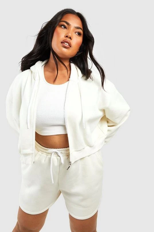 BOOHOO Plus Cropped Hoodie Short Tracksuit 4 BOOHOO Plus Cropped Hoodie Short Tracksuit - Image 4