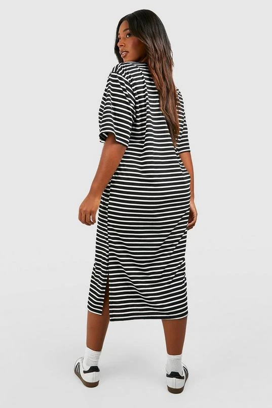 BOOHOO Plus Jersey Stripe Midi T-shirt Dress 2 BOOHOO Plus Jersey Stripe Midi T-shirt Dress - Image 2