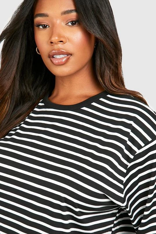 BOOHOO Plus Jersey Stripe Midi T-shirt Dress 4 BOOHOO Plus Jersey Stripe Midi T-shirt Dress - Image 4