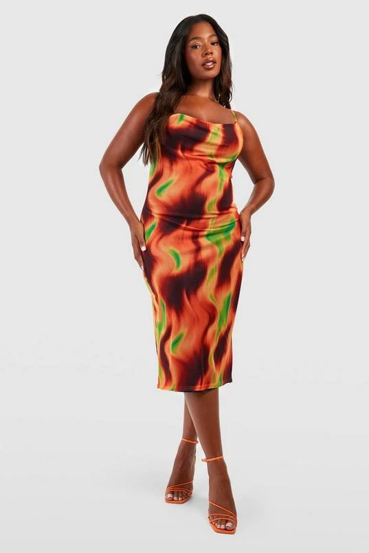 BOOHOO Plus Ombre Mesh Cowl Neck Midi Dress 1 BOOHOO Plus Ombre Mesh Cowl Neck Midi Dress