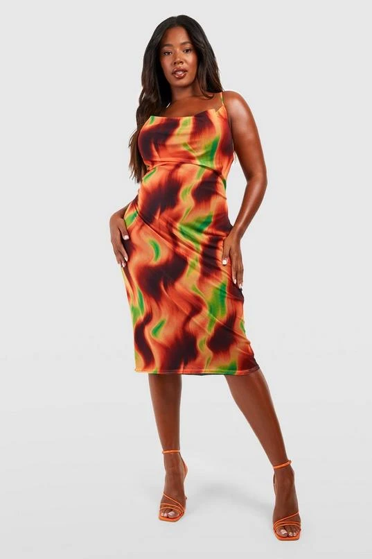 BOOHOO Plus Ombre Mesh Cowl Neck Midi Dress 3 BOOHOO Plus Ombre Mesh Cowl Neck Midi Dress - Image 3