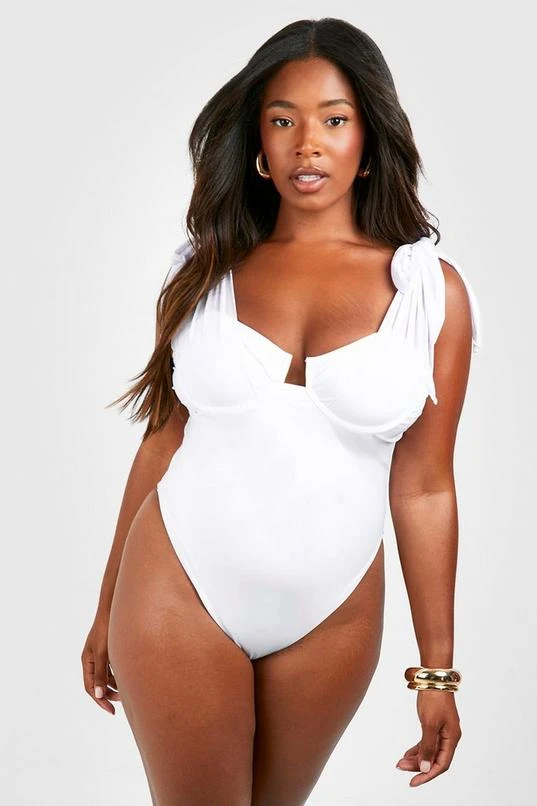 BOOHOO Plus Tie Shoulder Underwired Swimsuit 3 BOOHOO Plus Tie Shoulder Underwired Swimsuit - Image 3