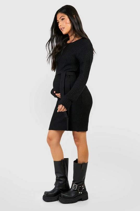 BOOHOO Maternity Soft Knit Tie Waist Jumper Dress 3 BOOHOO Maternity Soft Knit Tie Waist Jumper Dress - Image 3