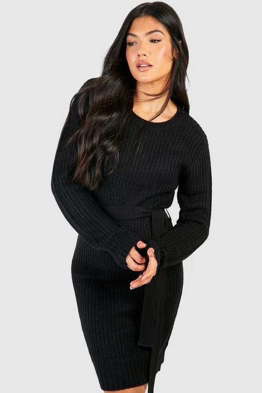 BOOHOO Maternity Soft Knit Tie Waist Jumper Dress 4 BOOHOO Maternity Soft Knit Tie Waist Jumper Dress - Image 4