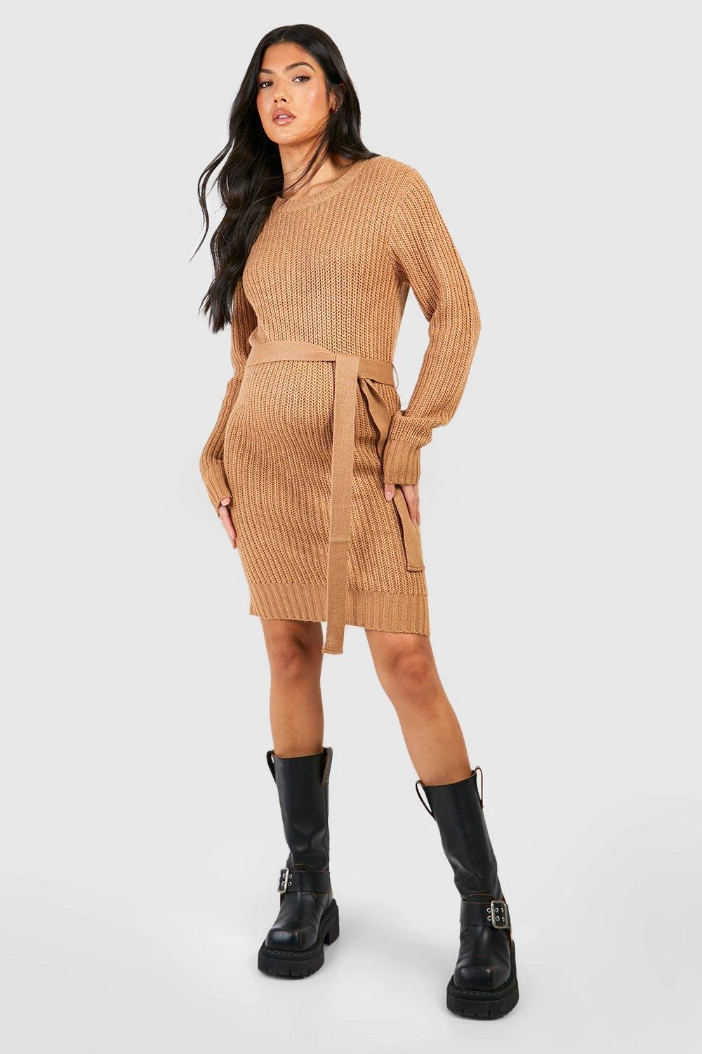 BOOHOO Maternity Soft Knit Tie Waist Jumper Dress 7 BOOHOO Maternity Soft Knit Tie Waist Jumper Dress - Image 7