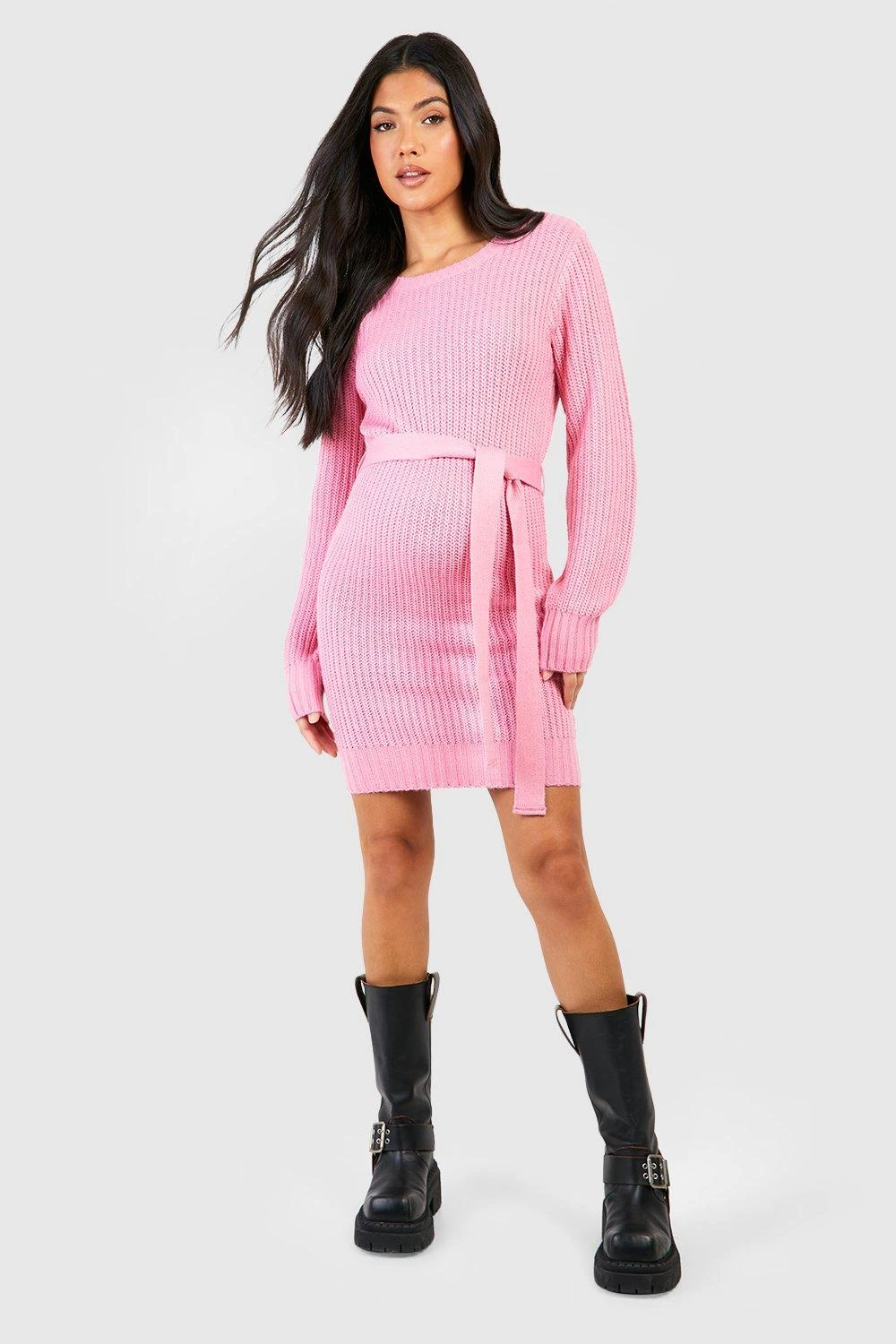 BOOHOO Maternity Soft Knit Tie Waist Jumper Dress 5 BOOHOO Maternity Soft Knit Tie Waist Jumper Dress - Image 5