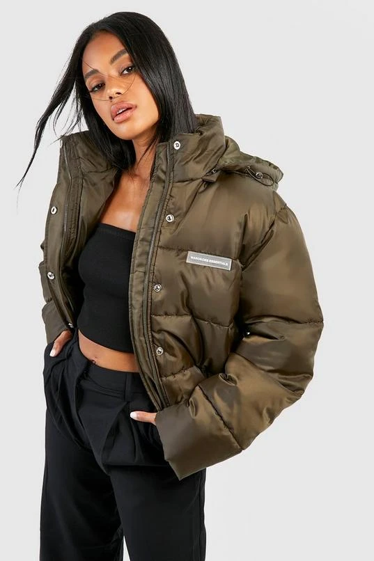 BOOHOO Badge Detail Hooded Puffer Jacket 1 BOOHOO Badge Detail Hooded Puffer Jacket