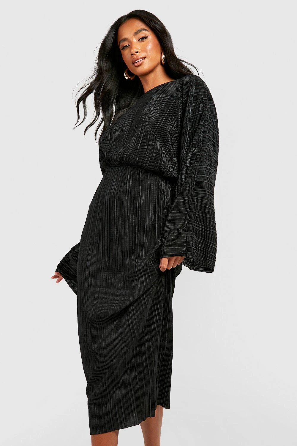 BOOHOO Petite Batwing Plisse Midi Dress 5 BOOHOO Petite Batwing Plisse Midi Dress - Image 5