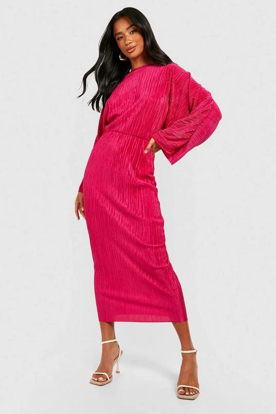 BOOHOO Petite Batwing Plisse Midi Dress 3 BOOHOO Petite Batwing Plisse Midi Dress - Image 3