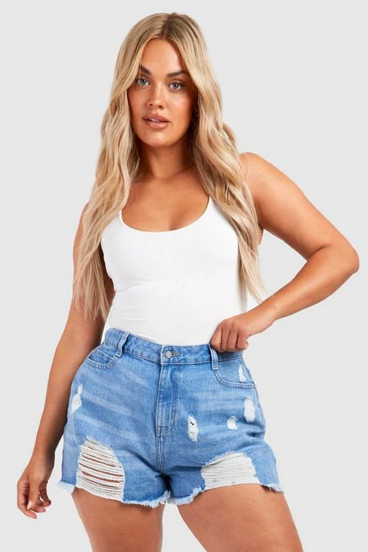 BOOHOO Plus Light Blue Wash Jean Short 1 BOOHOO Plus Light Blue Wash Jean Short