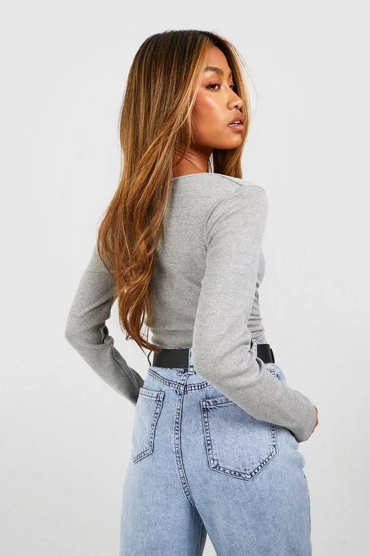 BOOHOO Basic Rib Square Neck Long Sleeve Bodysuit 2 BOOHOO Basic Rib Square Neck Long Sleeve Bodysuit - Image 2