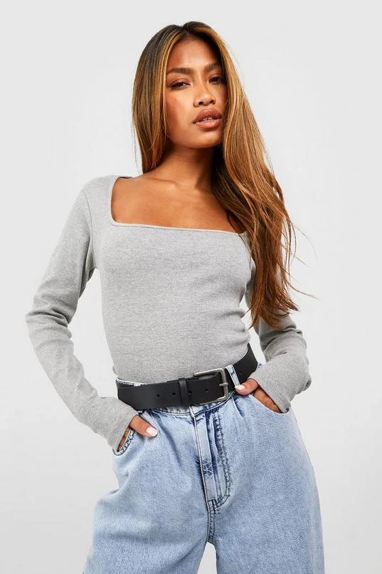 BOOHOO Basic Rib Square Neck Long Sleeve Bodysuit 4 BOOHOO Basic Rib Square Neck Long Sleeve Bodysuit - Image 4