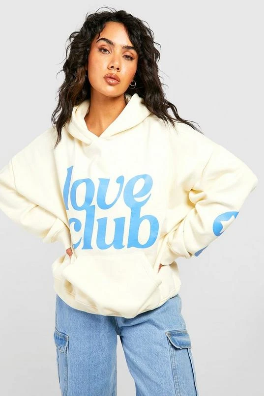 BOOHOO Love Club Puff Print Slogan Oversized Hoodie 1 BOOHOO Love Club Puff Print Slogan Oversized Hoodie
