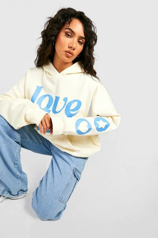 BOOHOO Love Club Puff Print Slogan Oversized Hoodie 3 BOOHOO Love Club Puff Print Slogan Oversized Hoodie - Image 3