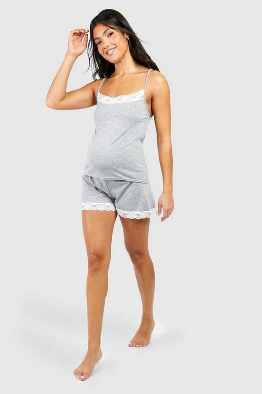 BOOHOO Maternity Lace Trim Cami & Short Pj Set 3 BOOHOO Maternity Lace Trim Cami & Short Pj Set - Image 3