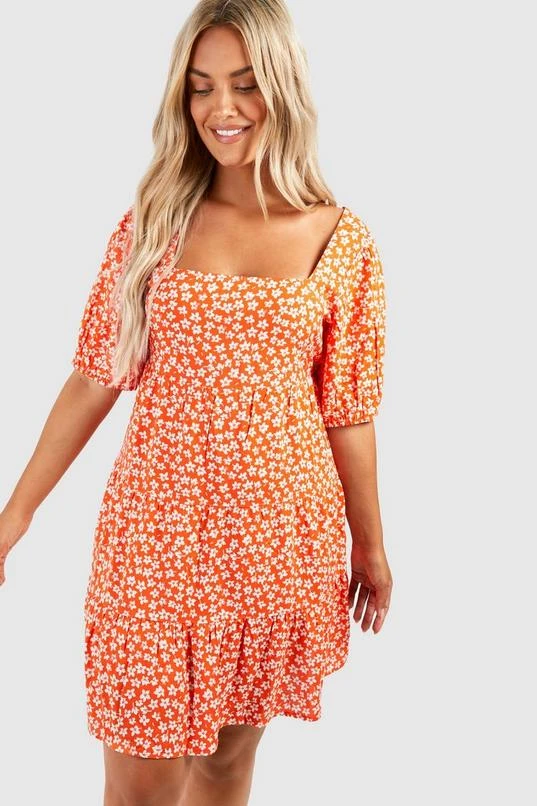 BOOHOO Plus Woven Floral Tiered Smock Dress 1 BOOHOO Plus Woven Floral Tiered Smock Dress