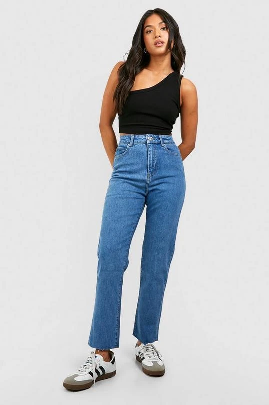 BOOHOO Petite High Waist Raw Hem Jeans 3 BOOHOO Petite High Waist Raw Hem Jeans - Image 3