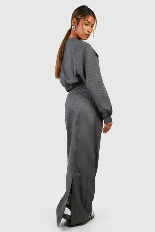 BOOHOO Pinstripe Thigh Split Column Maxi Skirt 2 BOOHOO Pinstripe Thigh Split Column Maxi Skirt - Image 2