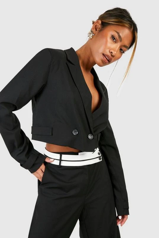 BOOHOO Marl Boxy Cropped Tailored Blazer 1 BOOHOO Marl Boxy Cropped Tailored Blazer