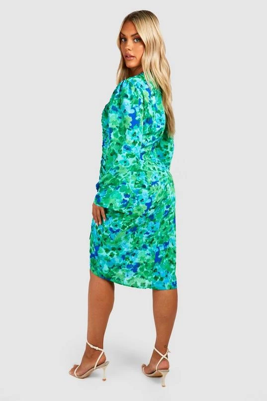 BOOHOO Plus Woven Floral Ruched Midi Dress 2 BOOHOO Plus Woven Floral Ruched Midi Dress - Image 2