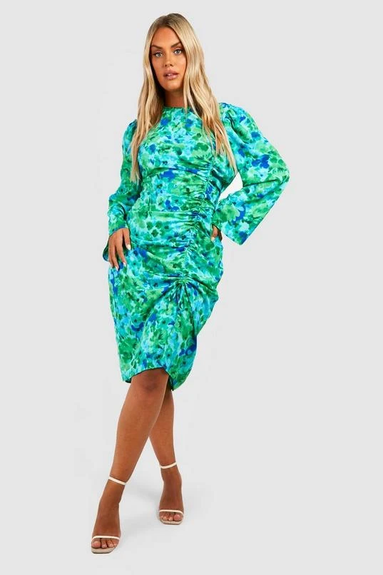 BOOHOO Plus Woven Floral Ruched Midi Dress 3 BOOHOO Plus Woven Floral Ruched Midi Dress - Image 3