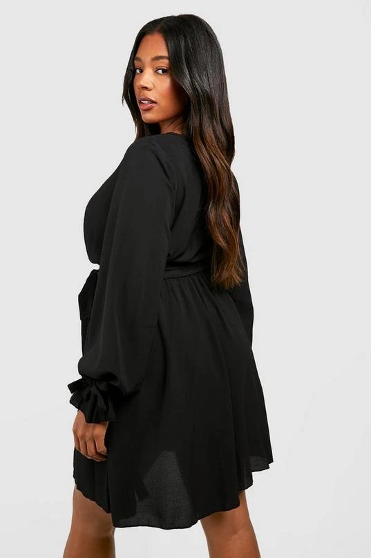 BOOHOO Plus Wrap Tie Waist Skater Dress 2 BOOHOO Plus Wrap Tie Waist Skater Dress - Image 2