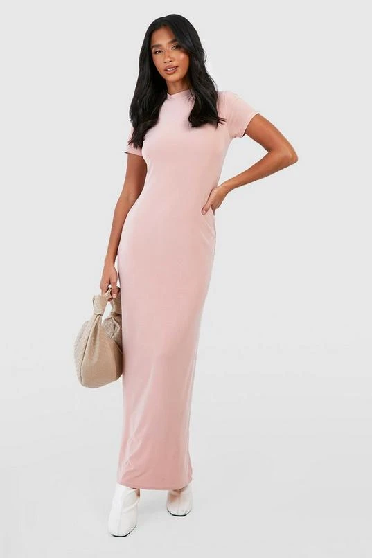 BOOHOO Petite Slinky Short Sleeve High Neck Maxi Dress 3 BOOHOO Petite Slinky Short Sleeve High Neck Maxi Dress - Image 3