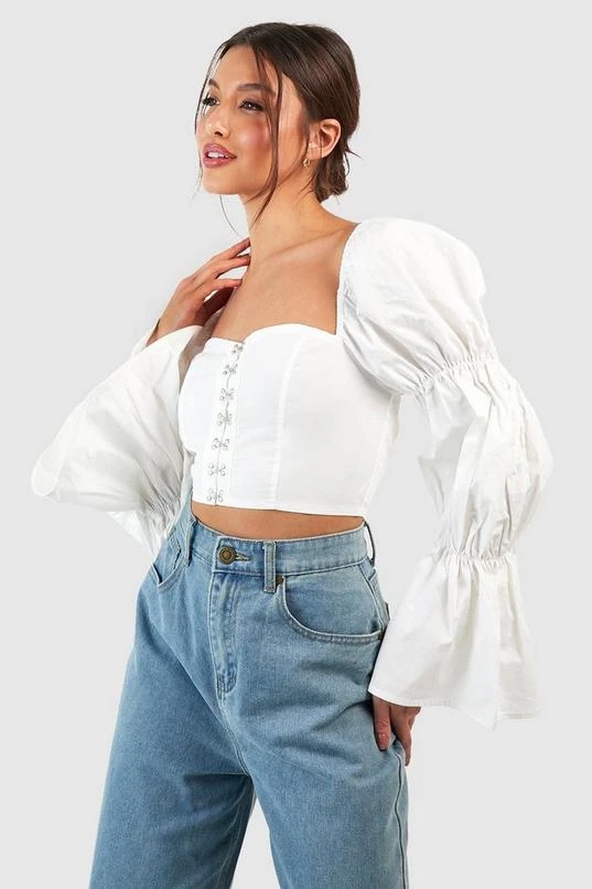 BOOHOO Cotton Hook And Eye Detail Corset 1 BOOHOO Cotton Hook And Eye Detail Corset