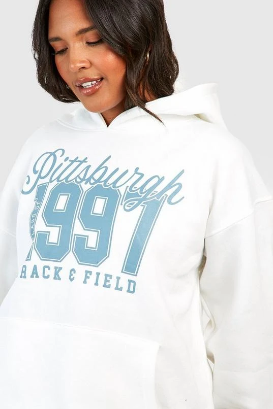 BOOHOO Plus Pittsburgh Slogan Printed Hoodie 4 BOOHOO Plus Pittsburgh Slogan Printed Hoodie - Image 4