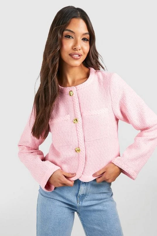 BOOHOO Boucle Button Detail Jacket 1 BOOHOO Boucle Button Detail Jacket