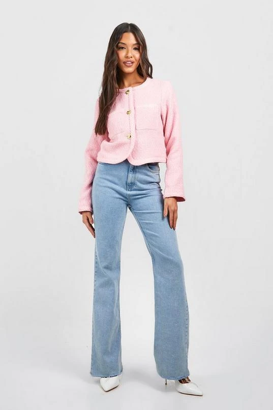 BOOHOO Boucle Button Detail Jacket 3 BOOHOO Boucle Button Detail Jacket - Image 3