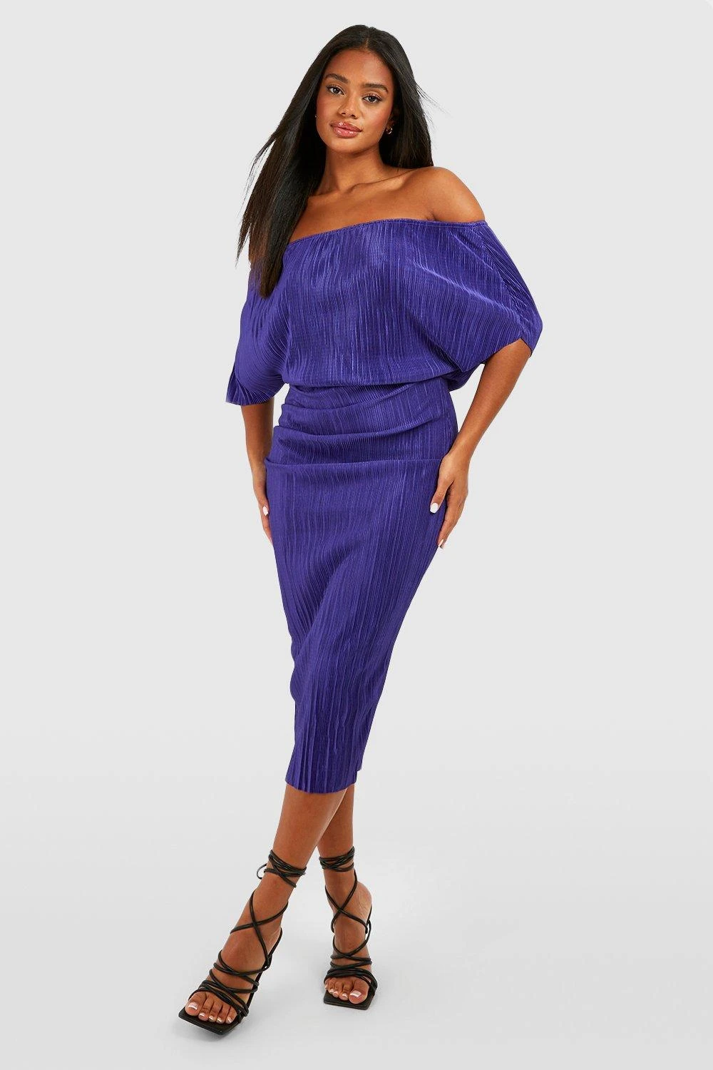 BOOHOO Plisse Off The Shoulder Midi Dress 6 BOOHOO Plisse Off The Shoulder Midi Dress - Image 6