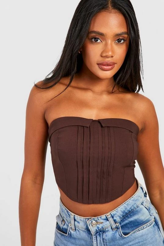 BOOHOO Bengaline Pleat Front Curved Hem Corset 4 BOOHOO Bengaline Pleat Front Curved Hem Corset - Image 4