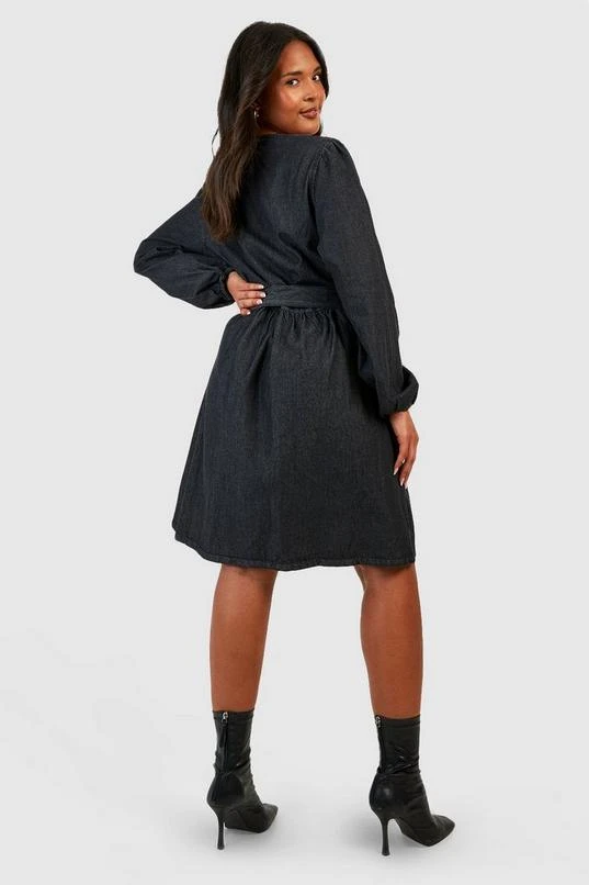 BOOHOO Plus Denim Belted Skater Dress 2 BOOHOO Plus Denim Belted Skater Dress - Image 2