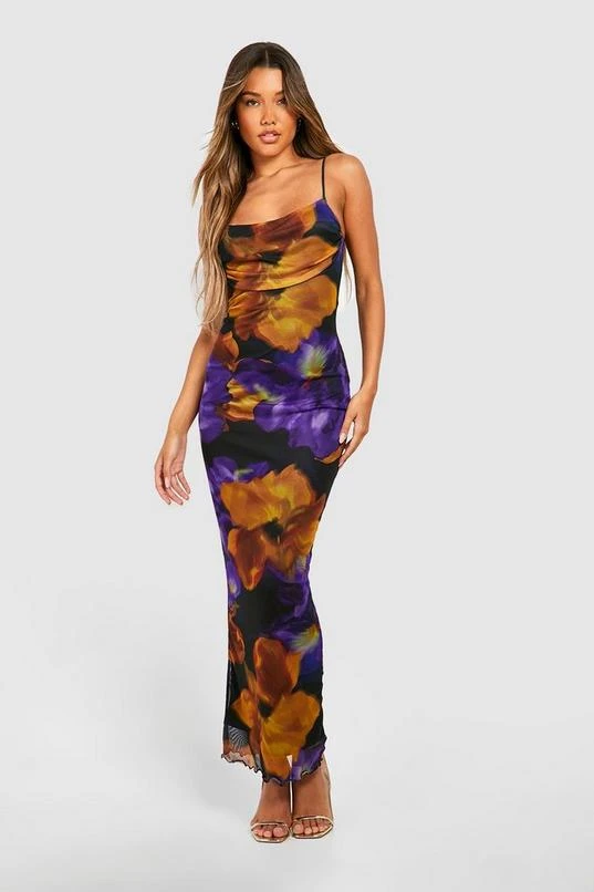 BOOHOO Floral Print Mesh Maxi Slip Dress 1 BOOHOO Floral Print Mesh Maxi Slip Dress