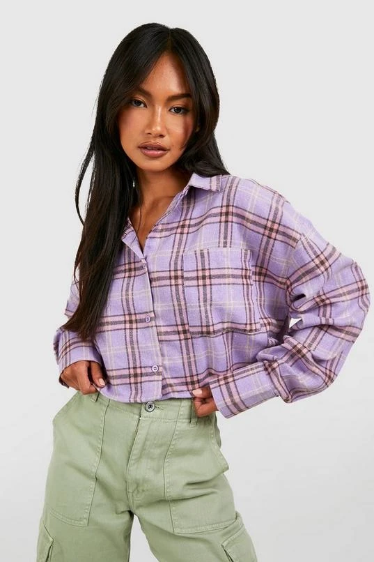 BOOHOO Check Cropped Shirt 3 BOOHOO Check Cropped Shirt - Image 3