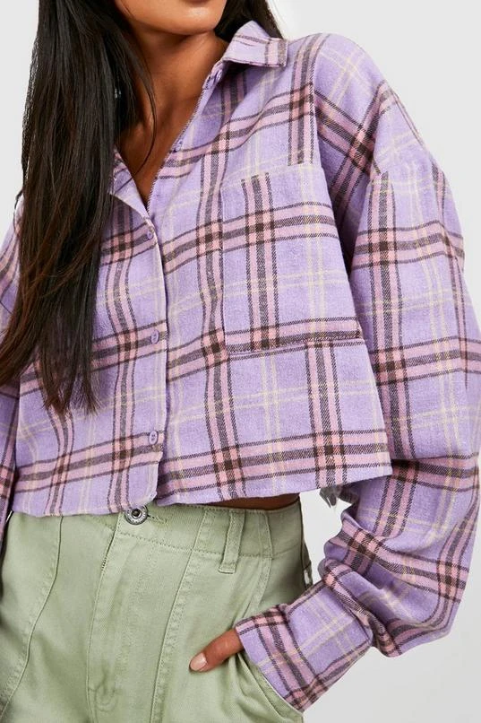 BOOHOO Check Cropped Shirt 4 BOOHOO Check Cropped Shirt - Image 4