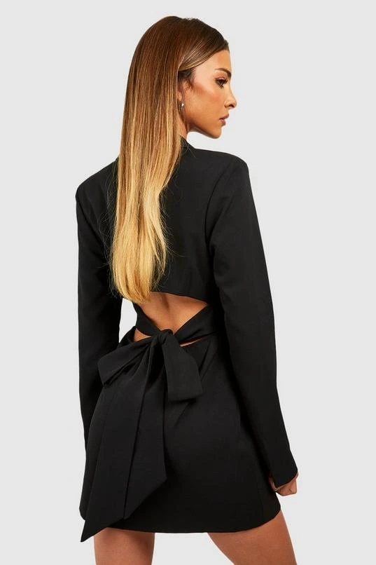 BOOHOO Open Bow Back Tailored Blazer Dress 2 BOOHOO Open Bow Back Tailored Blazer Dress - Image 2