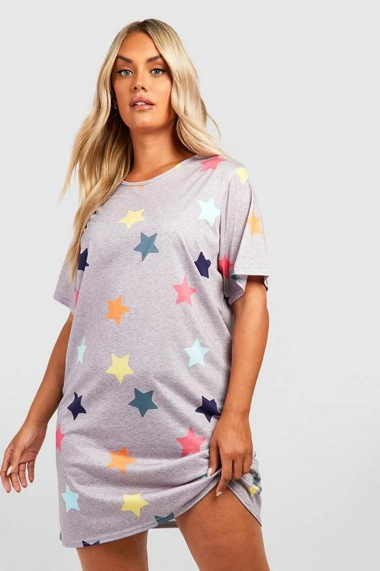 BOOHOO Plus Star Print Nightgown 1 BOOHOO Plus Star Print Nightgown