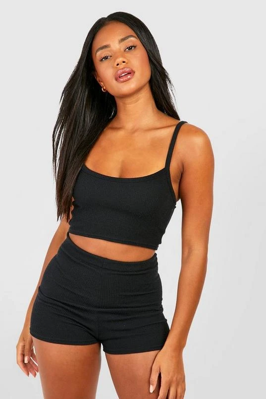BOOHOO Ribbed Square Neck Bralette & Shorts 1 BOOHOO Ribbed Square Neck Bralette & Shorts