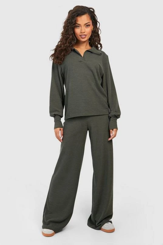 BOOHOO Ribbed Wide Leg Pants 1 BOOHOO Ribbed Wide Leg Pants