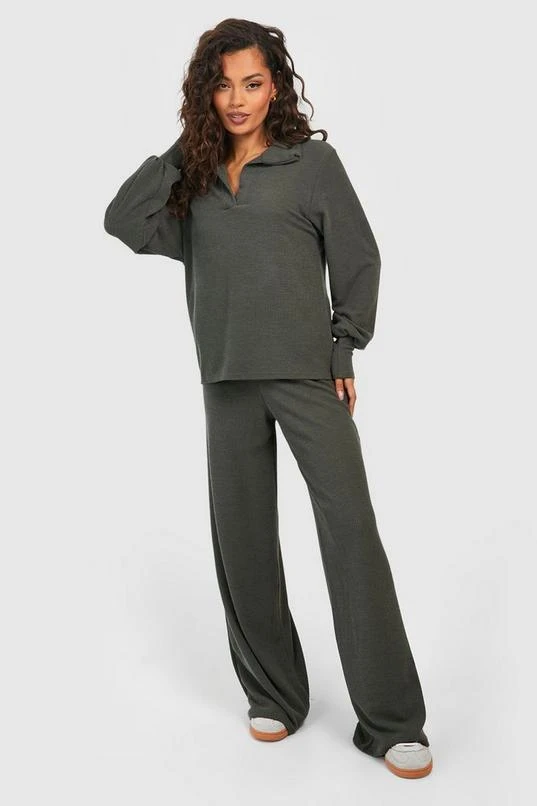 BOOHOO Ribbed Wide Leg Pants 3 BOOHOO Ribbed Wide Leg Pants - Image 3