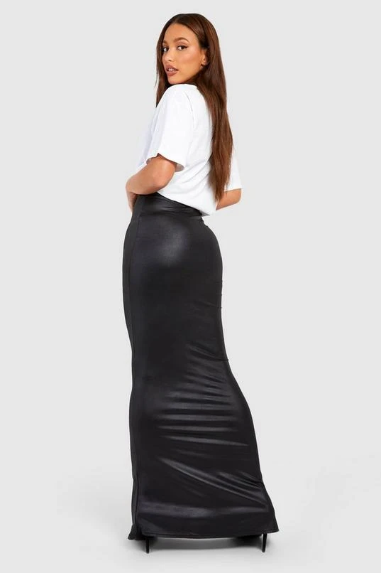 BOOHOO Tall Wet Look Slip Maxi Skirt 2 BOOHOO Tall Wet Look Slip Maxi Skirt - Image 2