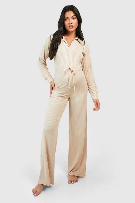 BOOHOO Maternity Collared Wide Leg Loungewear Jumpsuit 1 BOOHOO Maternity Collared Wide Leg Loungewear Jumpsuit