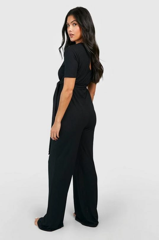 BOOHOO Maternity Short Sleeve Belted Loungewear Jumpsuit 2 BOOHOO Maternity Short Sleeve Belted Loungewear Jumpsuit - Image 2