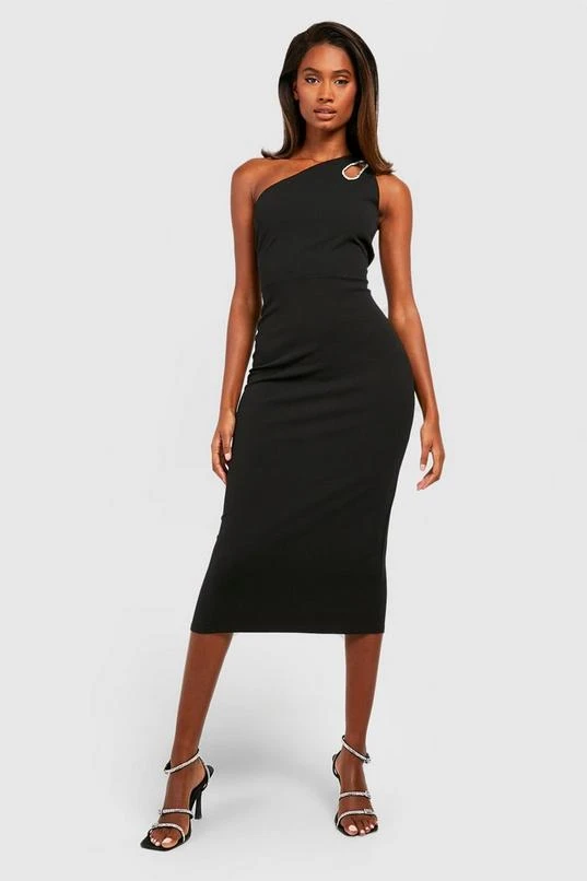 BOOHOO Rhinestone Trim One Shoulder Midi Dress 3 BOOHOO Rhinestone Trim One Shoulder Midi Dress - Image 3