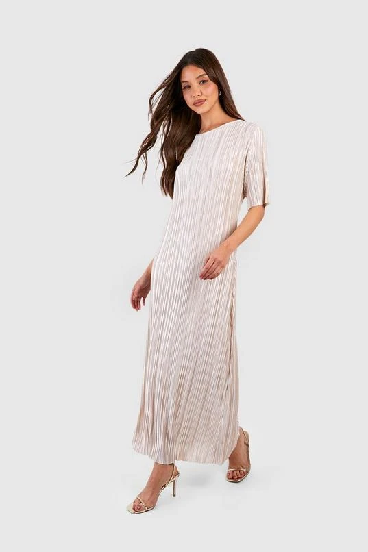 BOOHOO Plisse Midaxi T-shirt Dress 4 BOOHOO Plisse Midaxi T-shirt Dress - Image 4