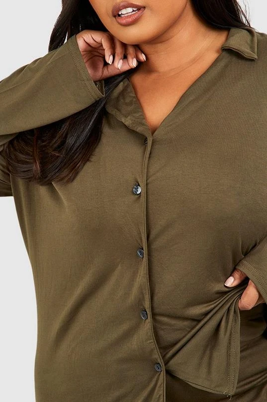 BOOHOO Plus Peached Jersey Long Sleeve Button Pj Shirt 4 BOOHOO Plus Peached Jersey Long Sleeve Button Pj Shirt - Image 4