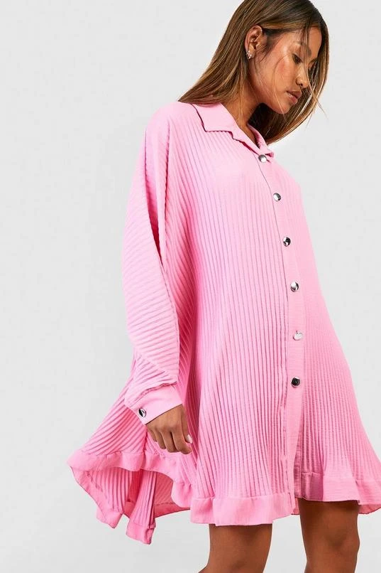 BOOHOO Pleated Shirt Dress 4 BOOHOO Pleated Shirt Dress - Image 4