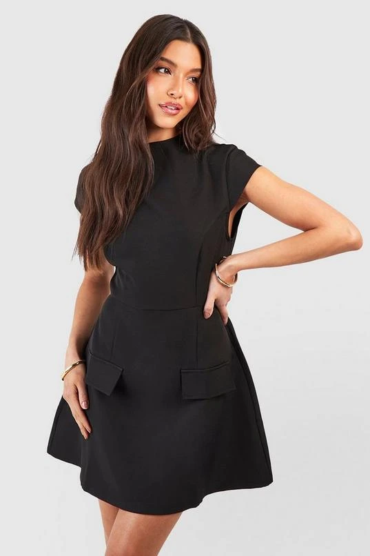 BOOHOO High Neck Structured Tailored Mini Dress 1 BOOHOO High Neck Structured Tailored Mini Dress
